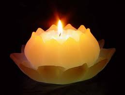 lighted flower candle for trauma recovery.
