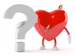 graphic of a question mark and heart, illustrating questions to ask before you marry