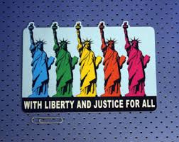 statue of liberty with liberty and justice for all.