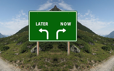Now and later sign featured image by Gerd Altmann from Pixabay.
