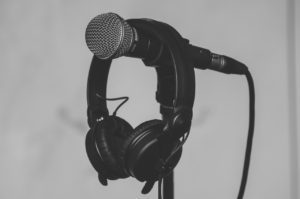 microphone and headphones addictions podcast.
