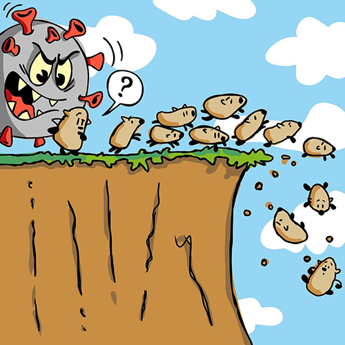 lemmings illustrate how  habits form by doing what others do, image by Richard Duijnstee from Pixabay.